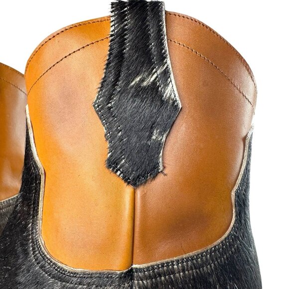 Alcala's Johnny Women Black Brown Cow Hair-On-Hide Leather Cowboy Boots Size 9.5 - Picture 7 of 10